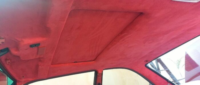 Custom Suede Headliner Installation – Orange County Interior Upgrade Custom red suede headliner upholstery installation by Car Stereo Tony