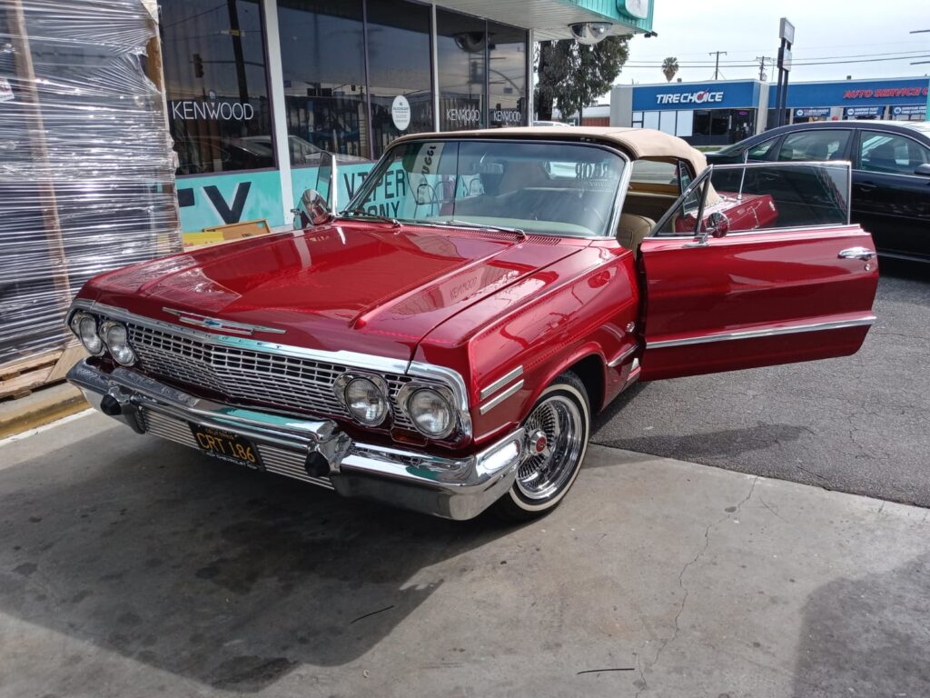 Classic Chevy Impala convertible at Car Stereo Tony in Orange County