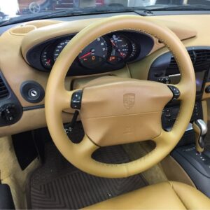 Porsche steering wheel rewrap and interior restoration by Car Stereo Tony