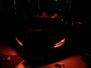 Custom red LED accent lighting installation by Car Stereo Tony in Orange County