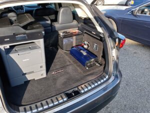 Custom mobile power inverter and auxiliary battery installation in SUV in Orange County
