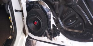 Custom door speaker upgrade with sound deadening installation in Orange County